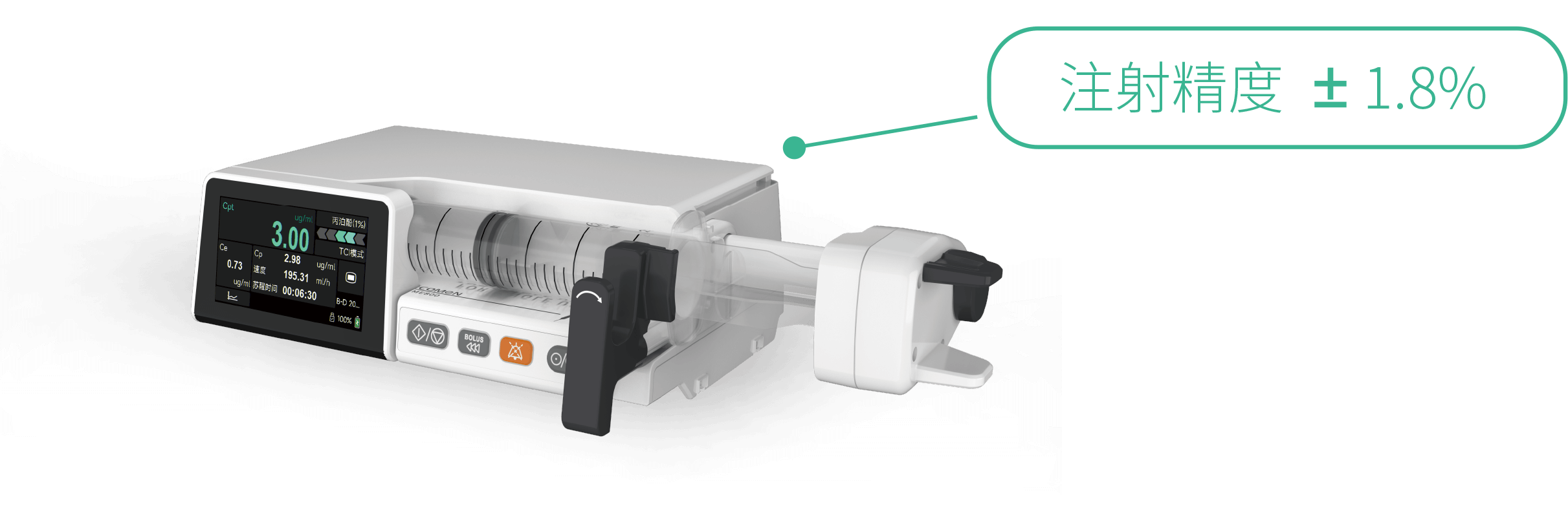 行業(yè)領先的輸液技術，保證長時間輸液的精準和平穩(wěn)。